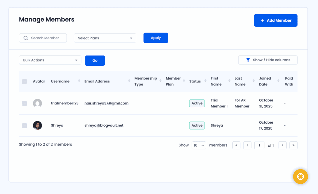 armember manage members