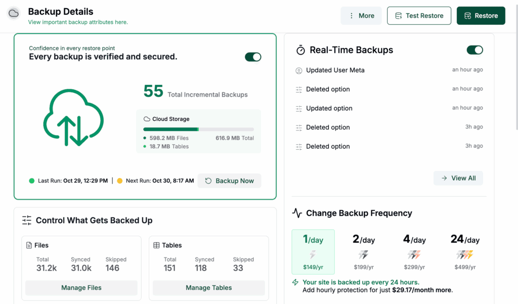 BlogVault backups new UI