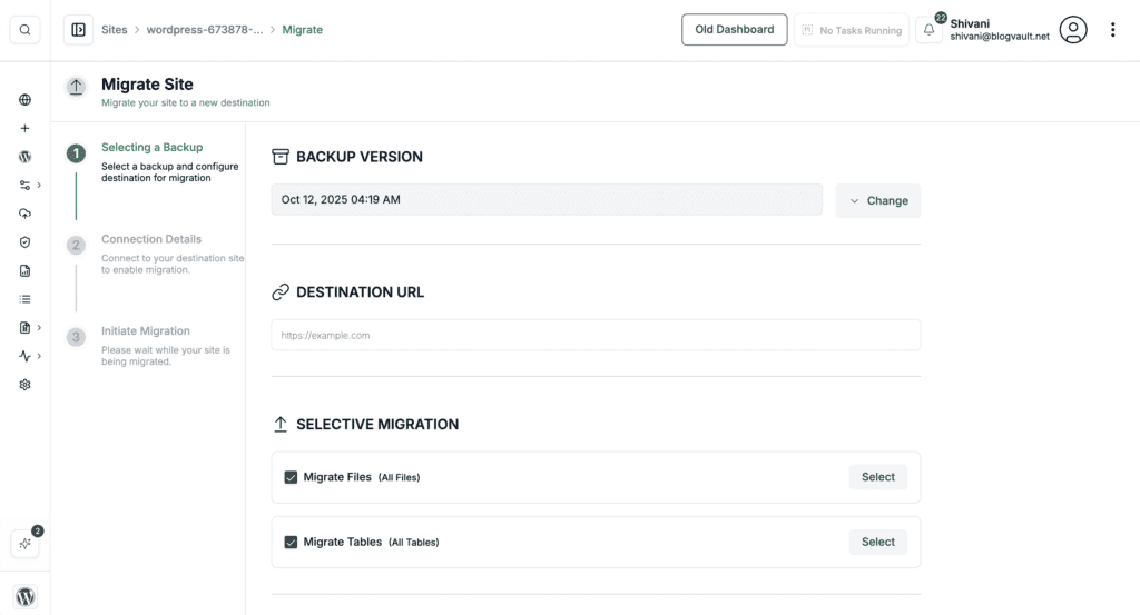 BlogVault migration