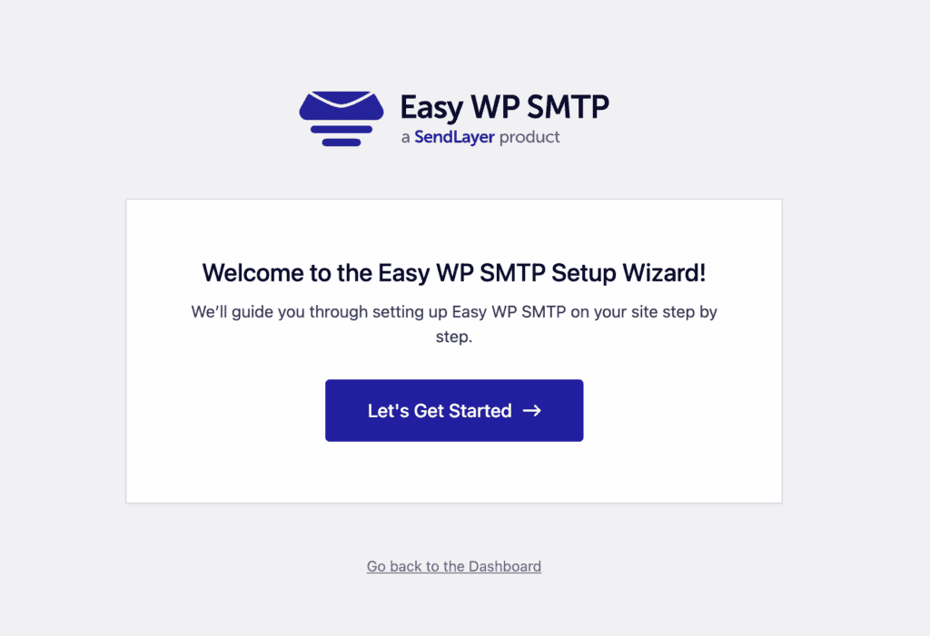 Easy WP SMTP launch wizard