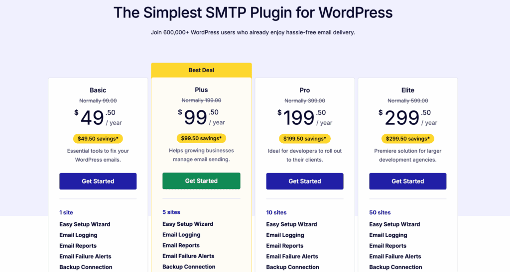Easy WP smtp pricing
