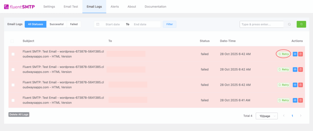 Email-logging-fluent-SMTP