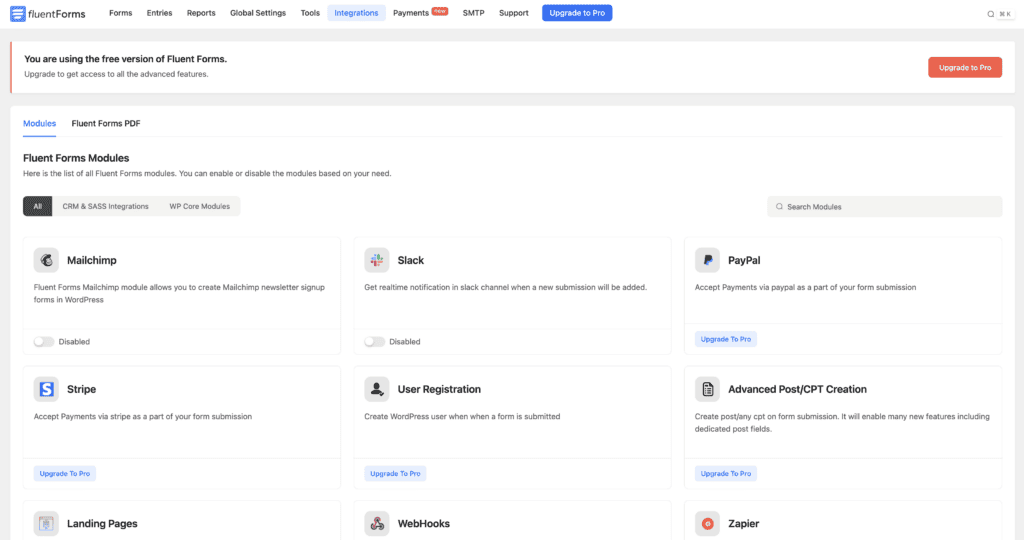 Fluent forms integration