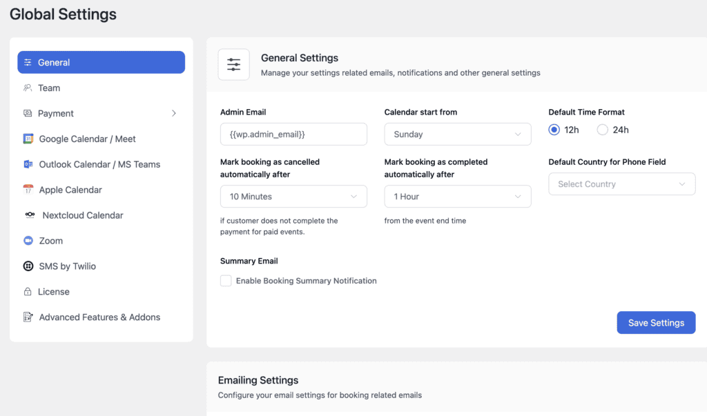Fluentbooking review settings