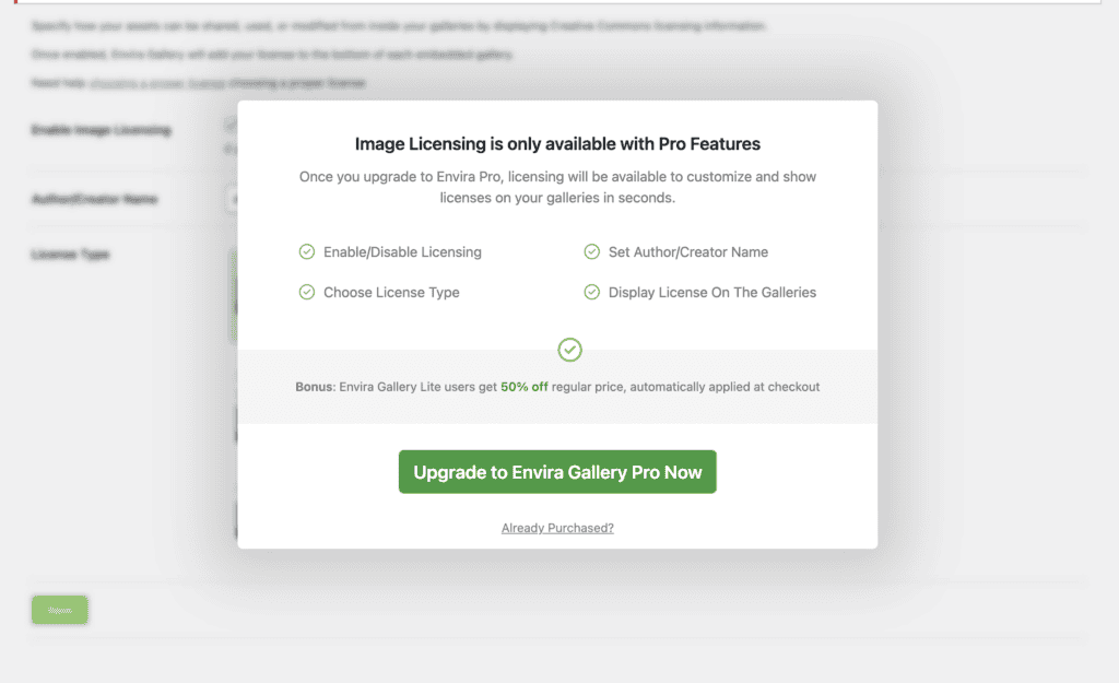 Envira Image protection and licensing