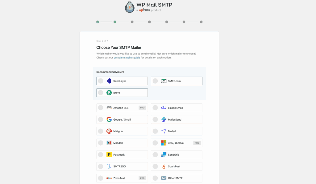 SMTP mailer selection