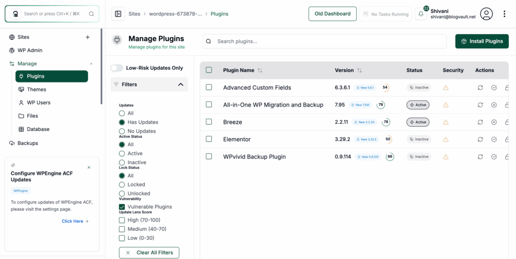 Safe updates blogvault