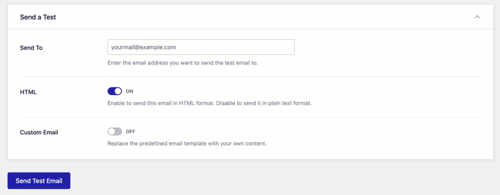 Send a test Easy WP SMTP
