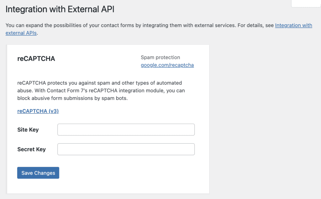 Spam integration contact form 7