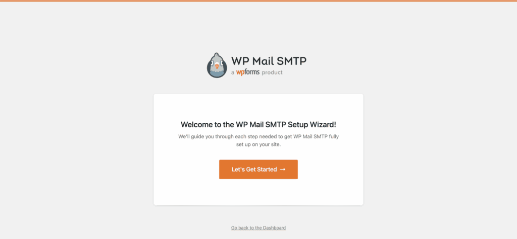 WP mail SMTP setup wizard
