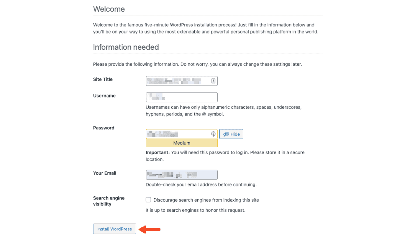 install wordpress