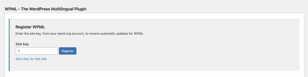 Add site key WPML