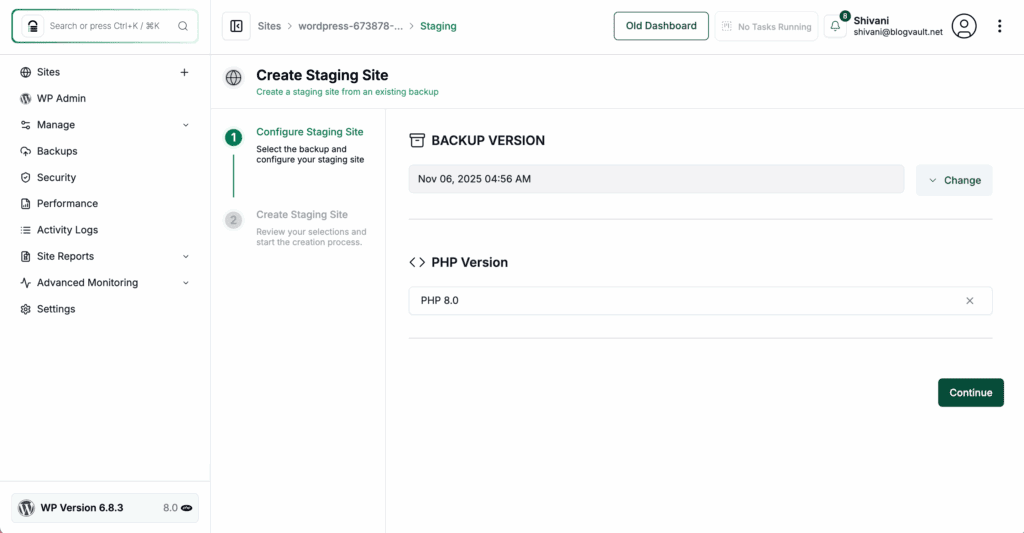 Blogvault staging