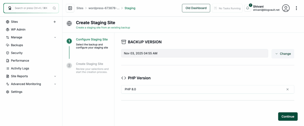 Blogvault staging