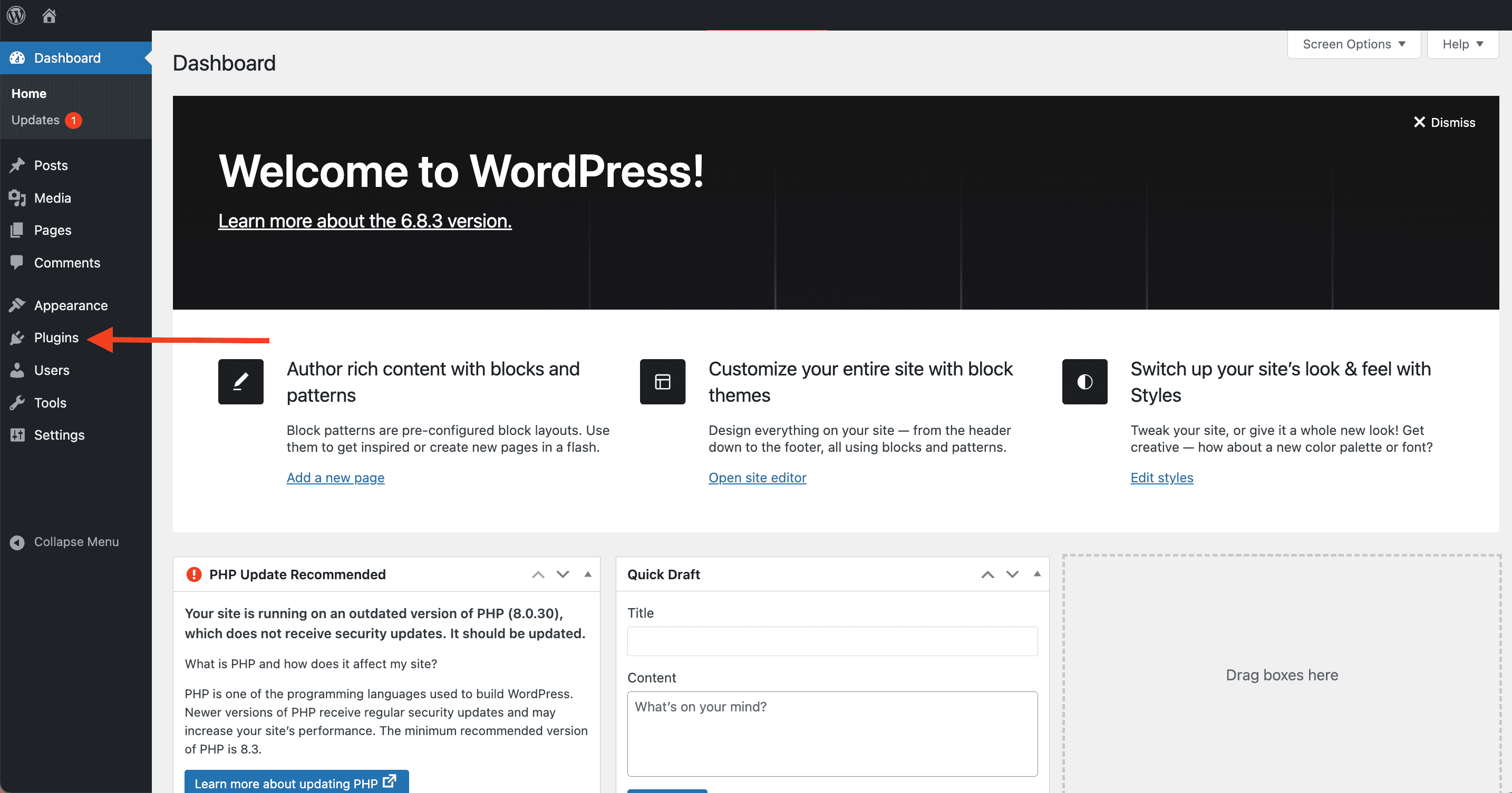Find Plugins admin access