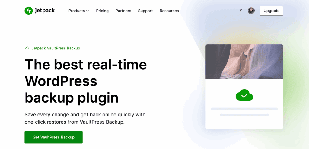 Jetpack backup homepage