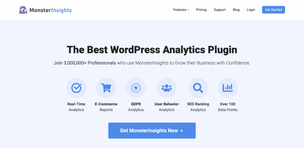 monsterinsights vs analytify monsterinsight homepage