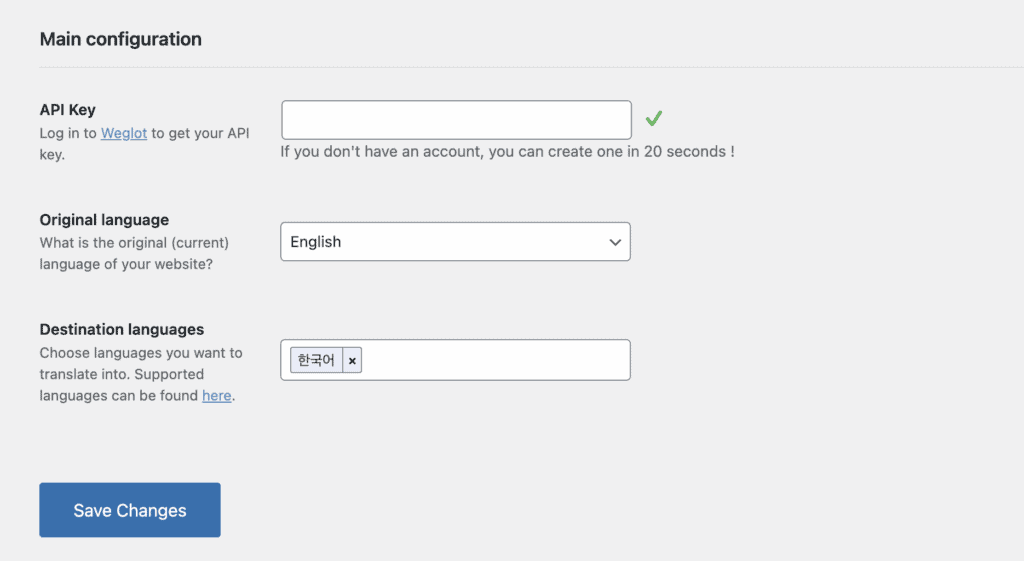 weglot API key