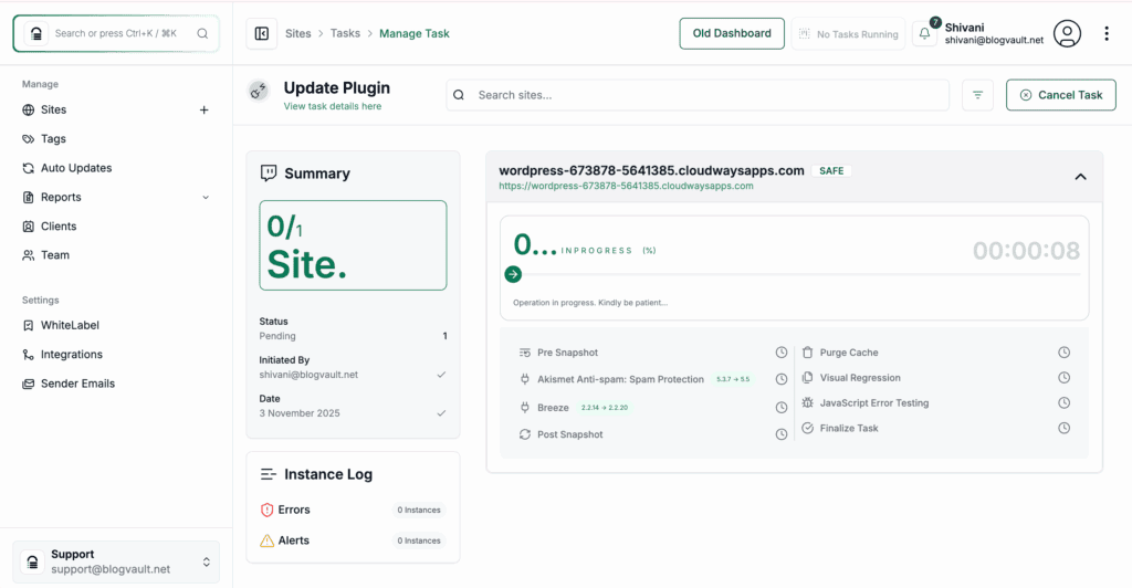 Safely update plugins blogvault