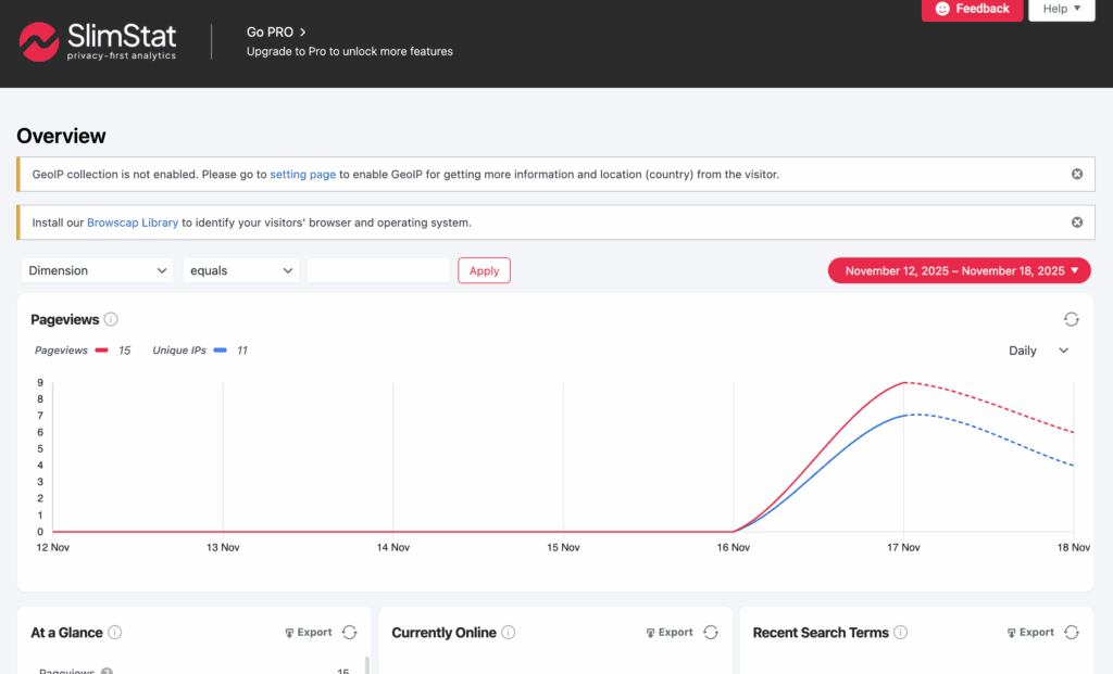 slimstat analytics review general settings