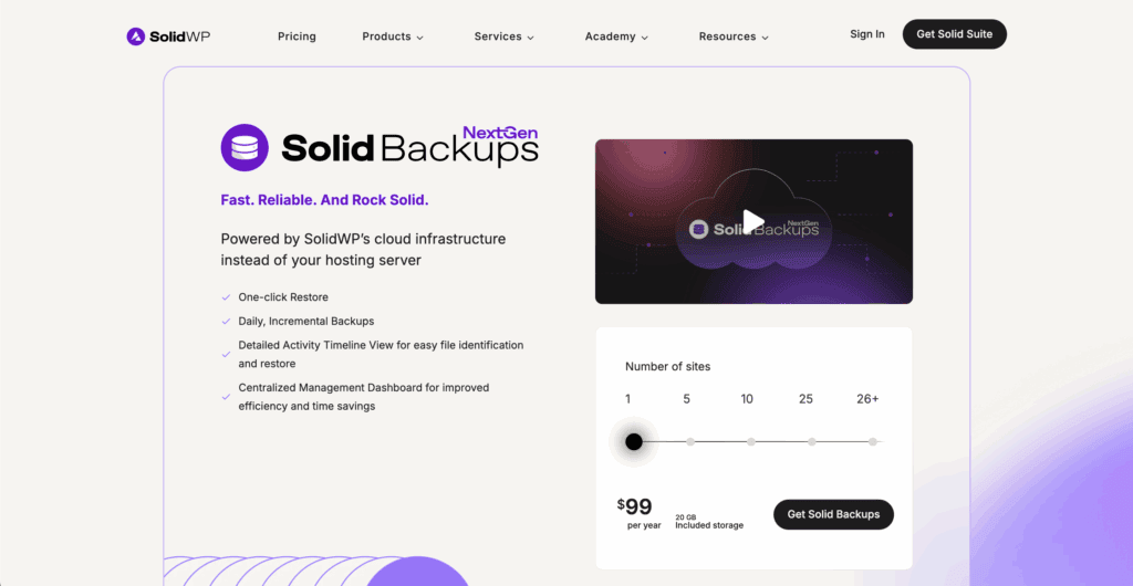 Solid backups homepage