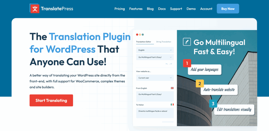 TranslatePress homepage