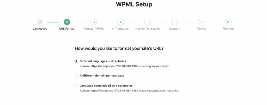 URL format WPML