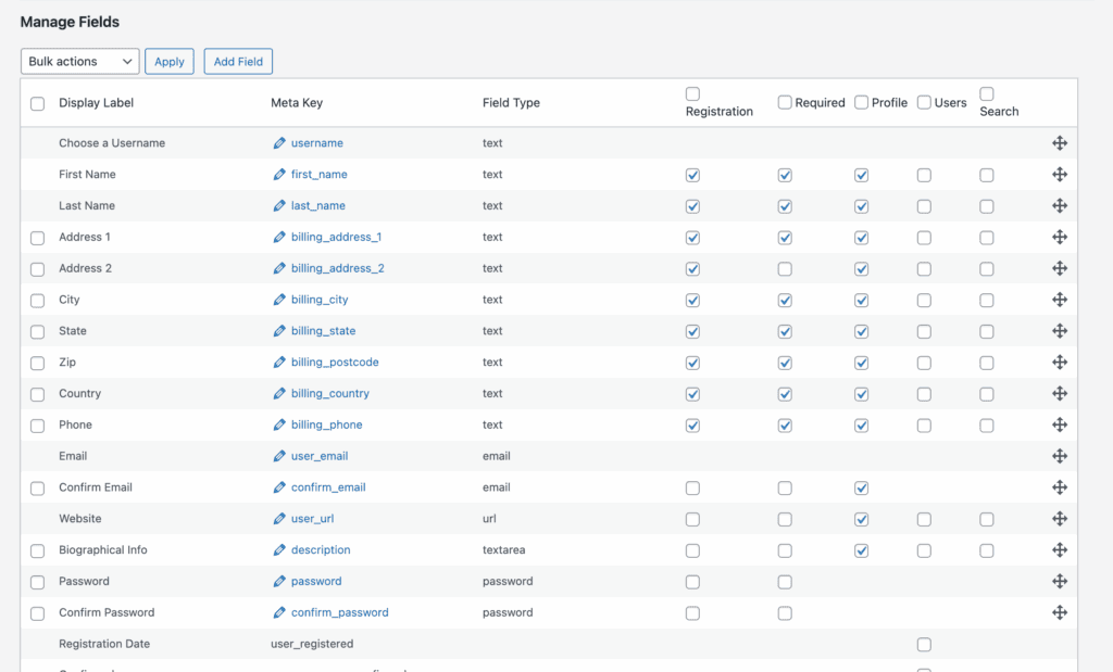 MAnage fields wp-members review