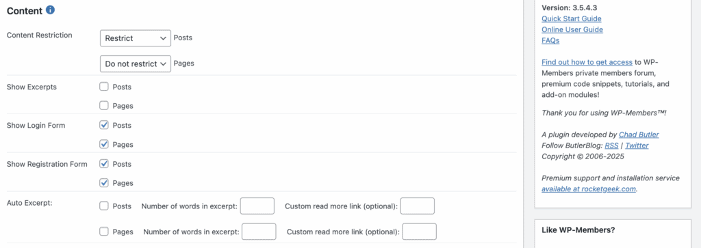 wp-members review content restriction