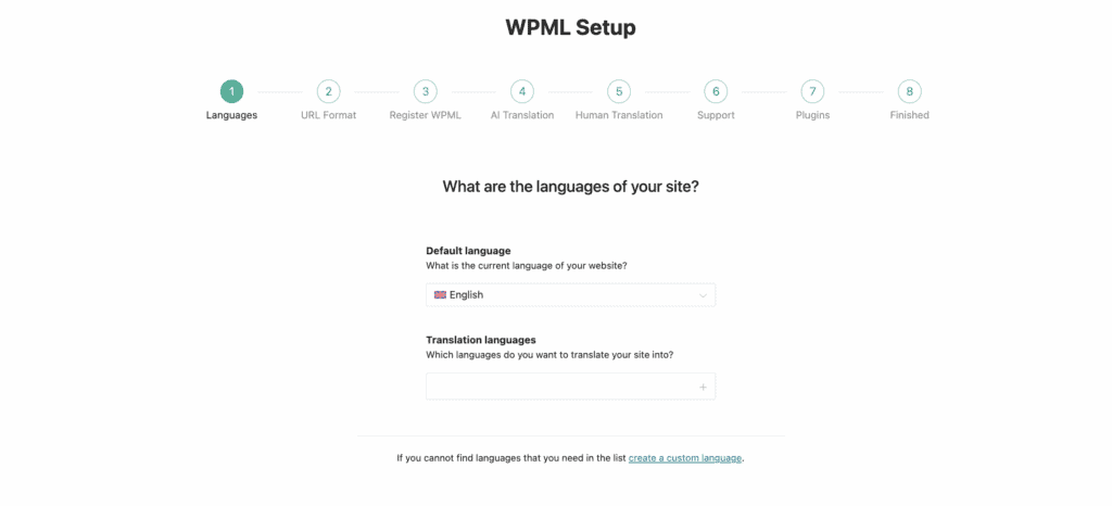 WPML Setup wizard