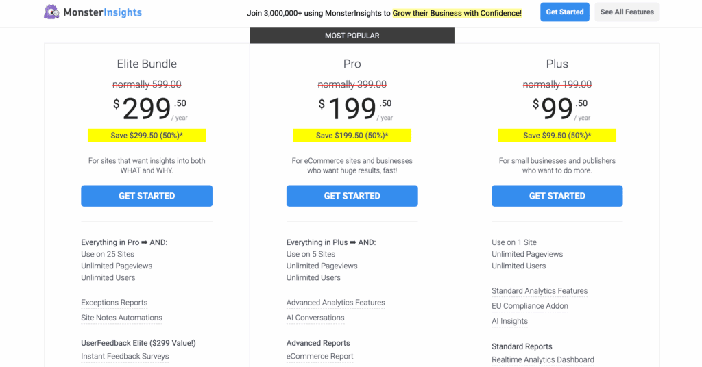 monsterinsights vs analytify monsterinsights pricing