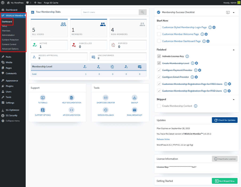 wordpress membership plugin mwishlist member dash