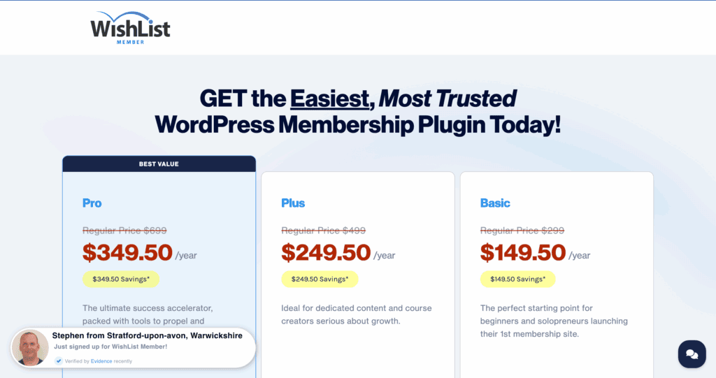 wishlist membership pricing