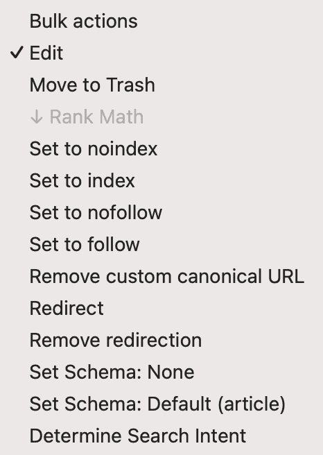 Bulk actions edit