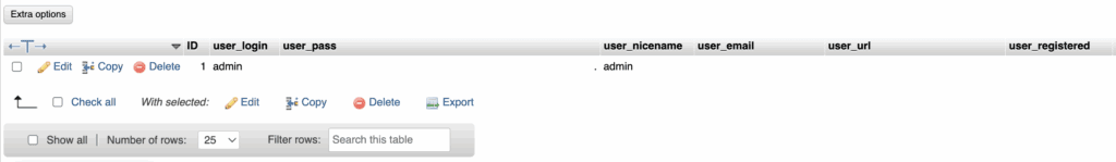 Edit link for wp_users