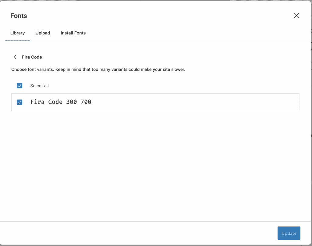 change font in wordpress font menu