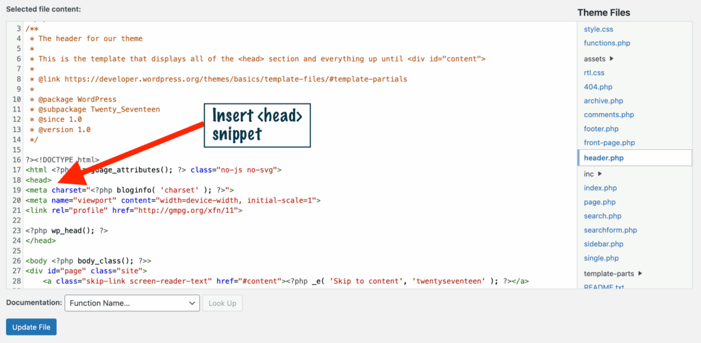 install google tag manager wordpress add head tag