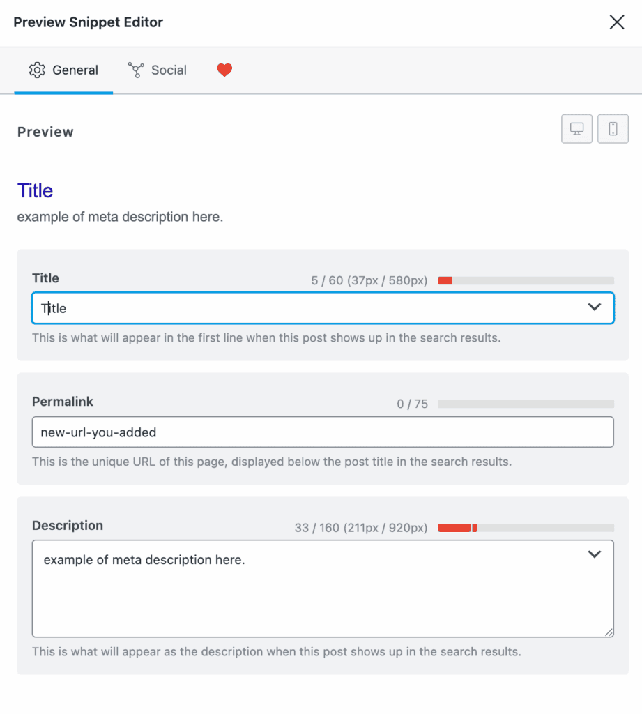 SEO plugin rankmath title, metadesc and URL