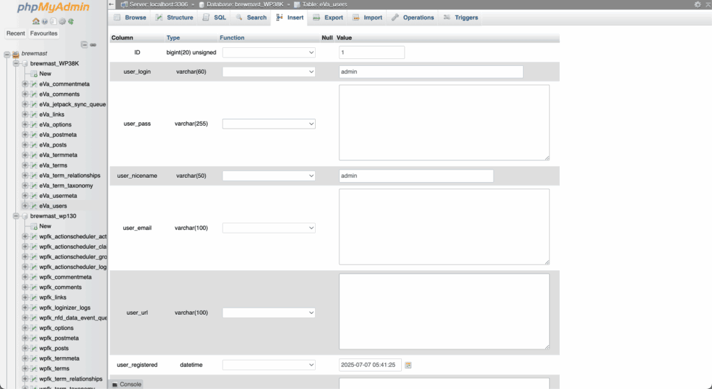 User pass field