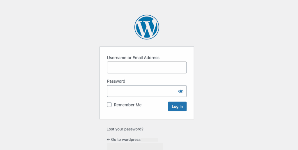 WP admin login page
