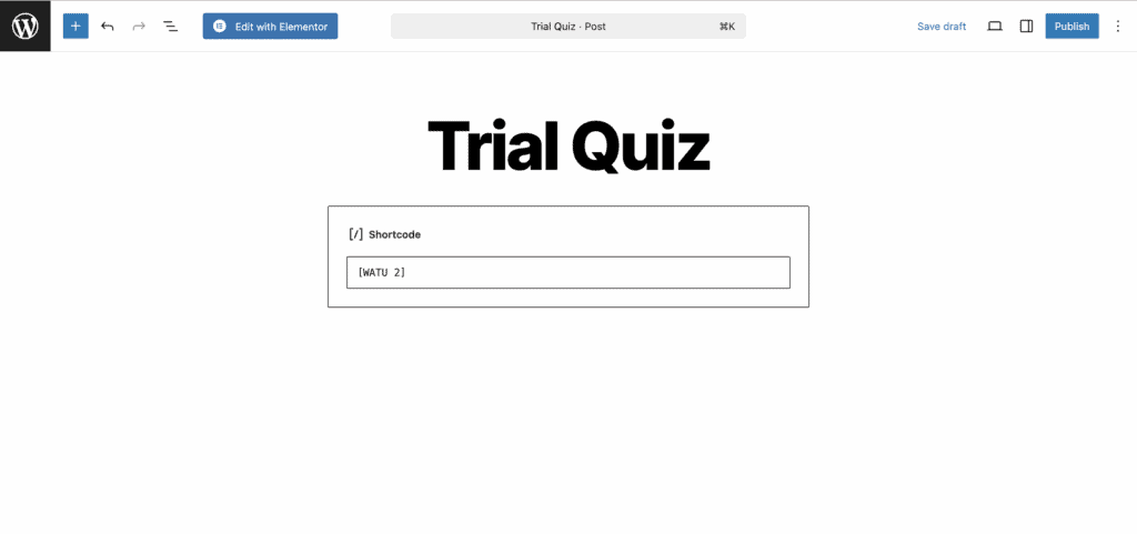 Watu Quiz review add shortcode