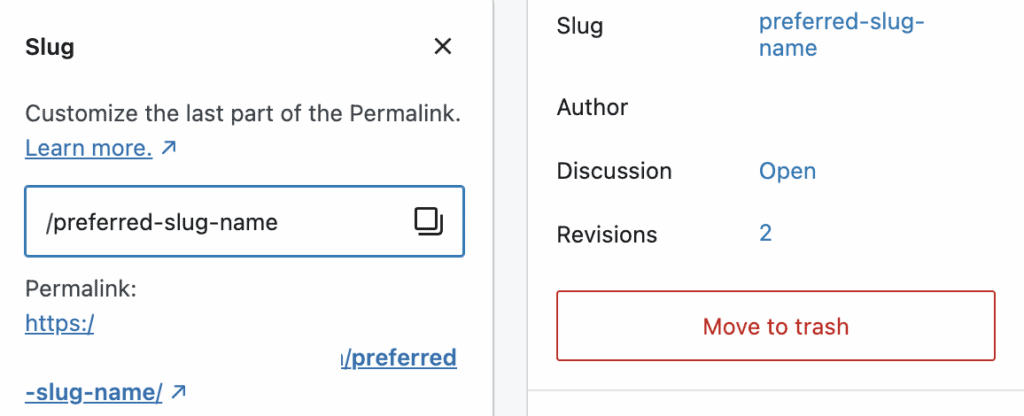 preferred slug name