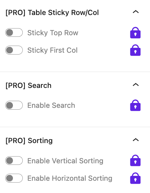 Advanced tableberg pro functions