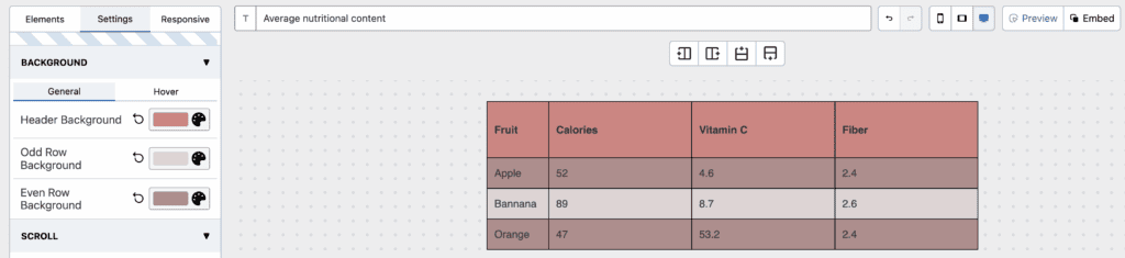 Add colours to headers and rows