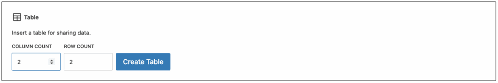 Default table wordpress editor