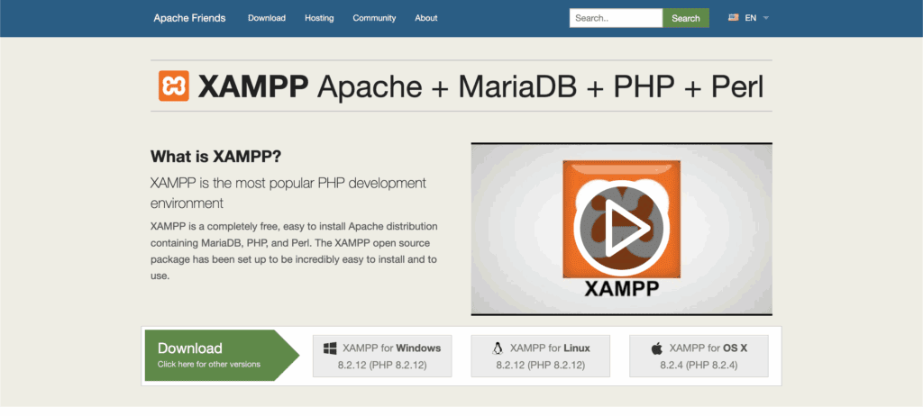 Download the XAMPP software