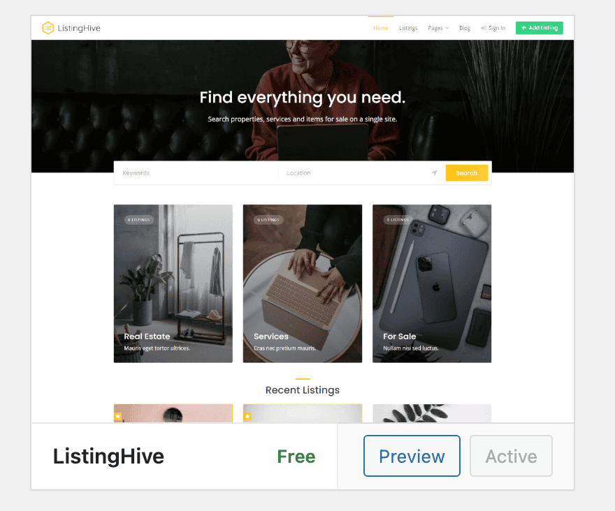 ListingHive theme HivePress