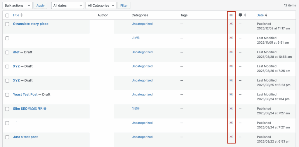 Polylang translated posts tracking with flags