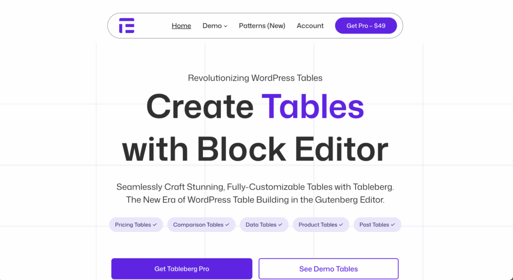 Tableberg homepage