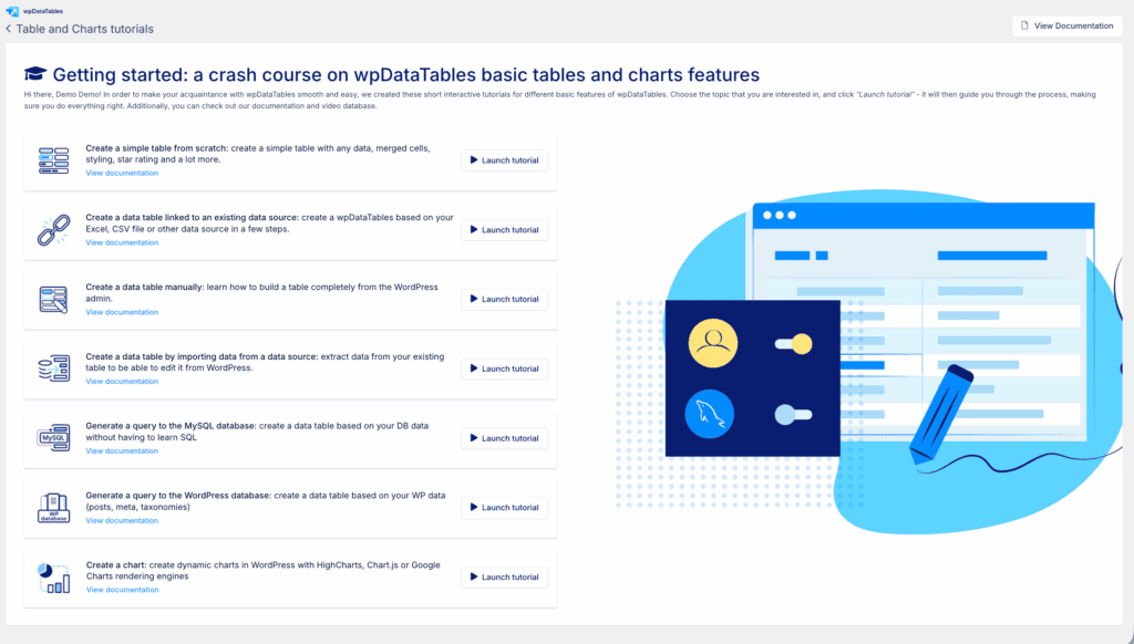 Tables and charts tutorial wpdatatables